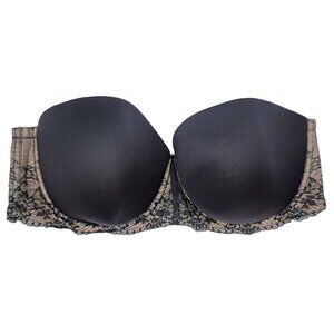 Torrid Multiway Bra Black 42DD Padded Lace Wings Strapless Underwire No Strap